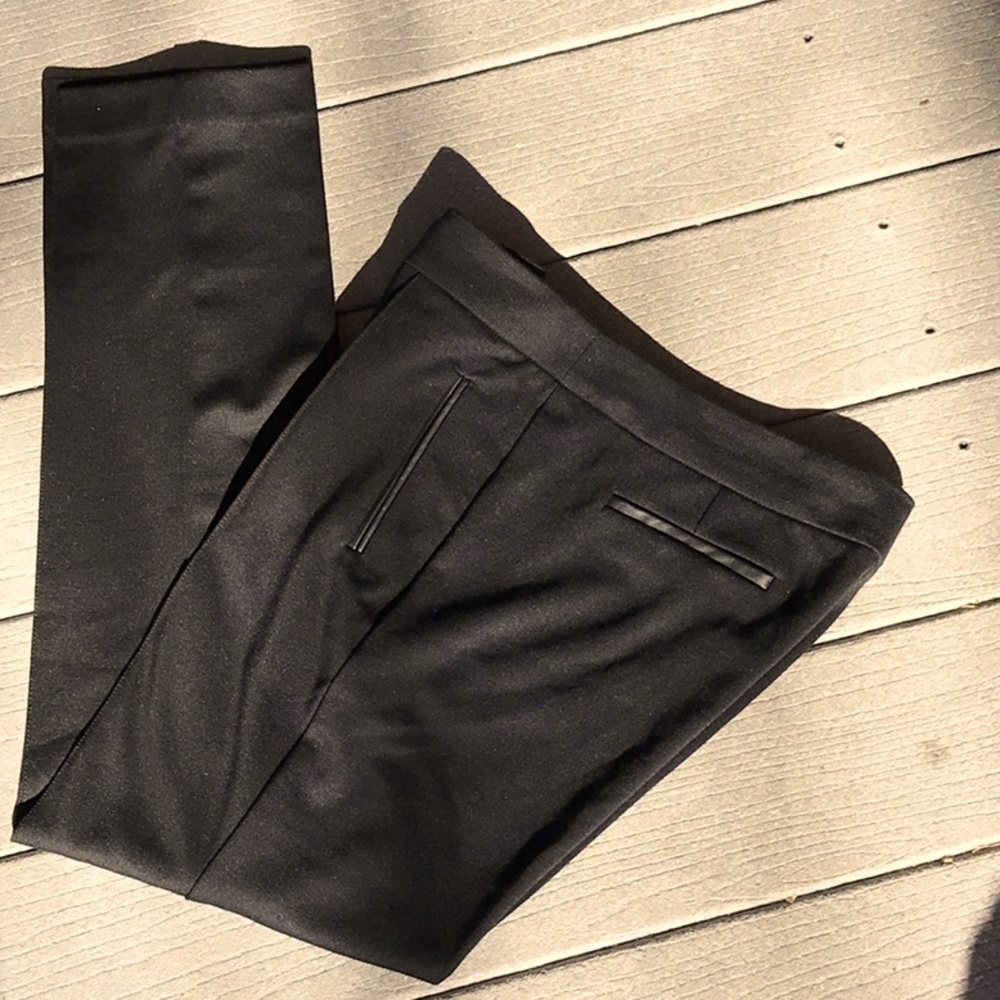 Anne Klein Black Dress Pants with Faux Leather Trim Size 8